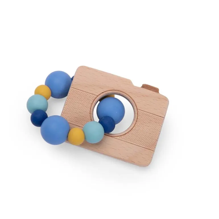 Moulin Roty Rattle with Teething Ring, Camera - Puce & Pilou