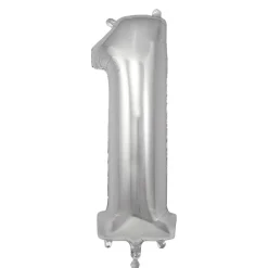 My Little Day, Giant Foil Balloon in Numbers, Silver - 0-9