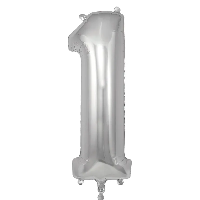 My Little Day, Giant Foil Balloon in Numbers, Silver - 0-9