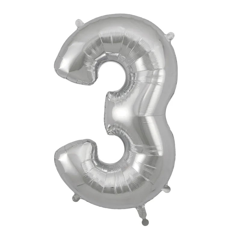My Little Day, Giant Foil Balloon in Numbers, Silver - 0-9
