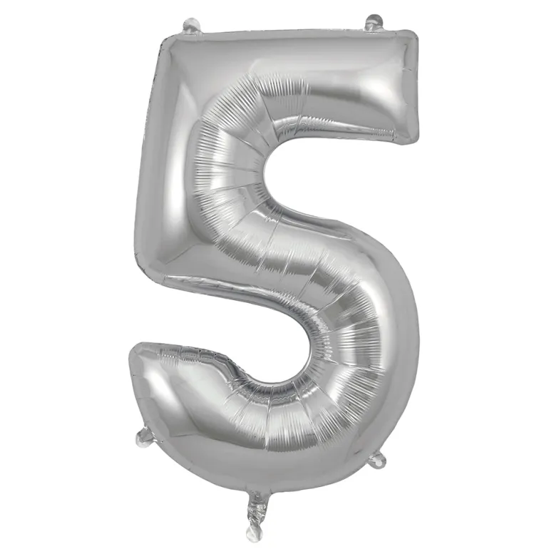 My Little Day, Giant Foil Balloon in Numbers, Silver - 0-9