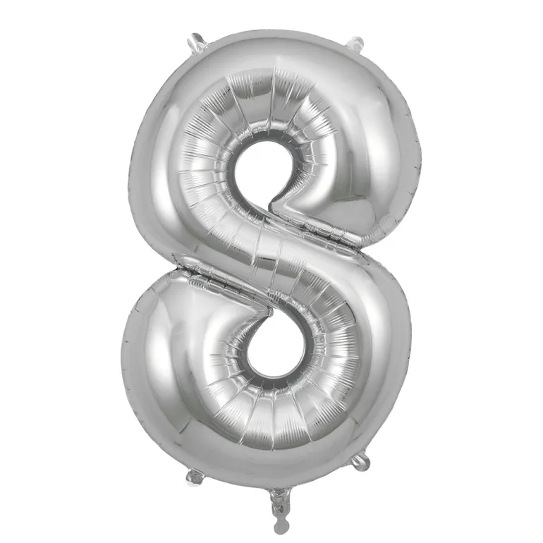 My Little Day, Giant Foil Balloon in Numbers, Silver - 0-9