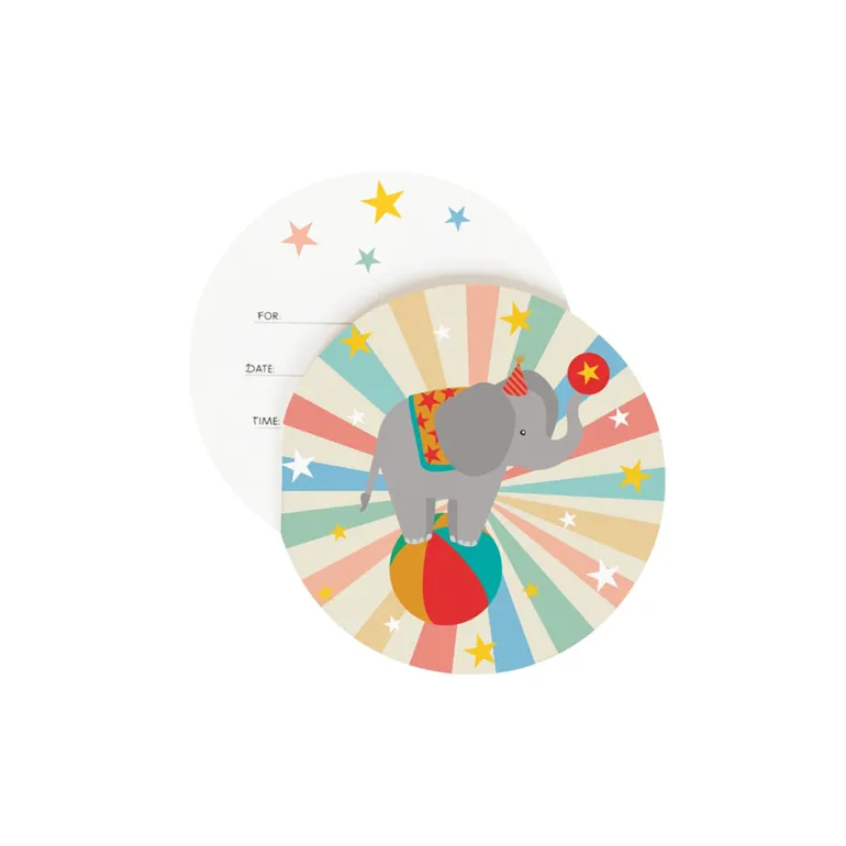 My Little Day Round Invitations, Set of 8 - Circus Theme