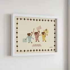 Nephthys Illustrated Poster, Monkeys on the Bed - A4