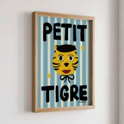 Nephthys Illustrated Poster, Petit Tigre, Blue - A4