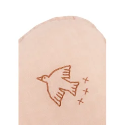 Nobodinoz Cloud Pillow with Embroidery, Washed French Linen - Powder Pink
