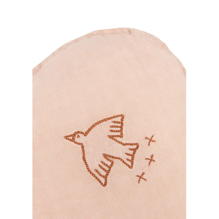 Nobodinoz Cloud Pillow with Embroidery, Washed French Linen - Powder Pink