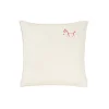 Nobodinoz Embroidered Cushion, 45 x 45 cm, Washed French Linen - Greige