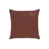 Nobodinoz Embroidered Pillow, 45 x 45 cm, Washed French Linen – Prune