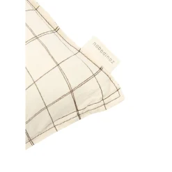 Nobodinoz Embroidered Pillow, 50 x 30 cm, Washed French Linen - Natural Grid