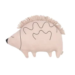 Nobodinoz Enzo Hedgehog Pillow, Washed Linen, Mauve Pink
