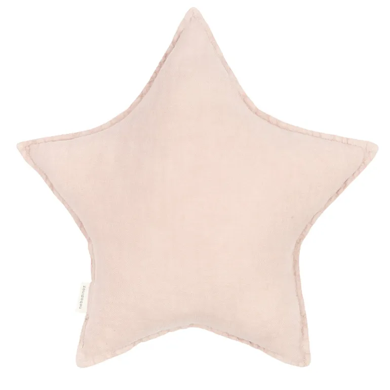 Nobodinoz Star Cushion, Washed French Linen - Mauve Pink