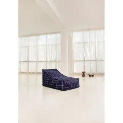 Nobodinoz Vibes long sækkestol, voksen - Navy blue Grid