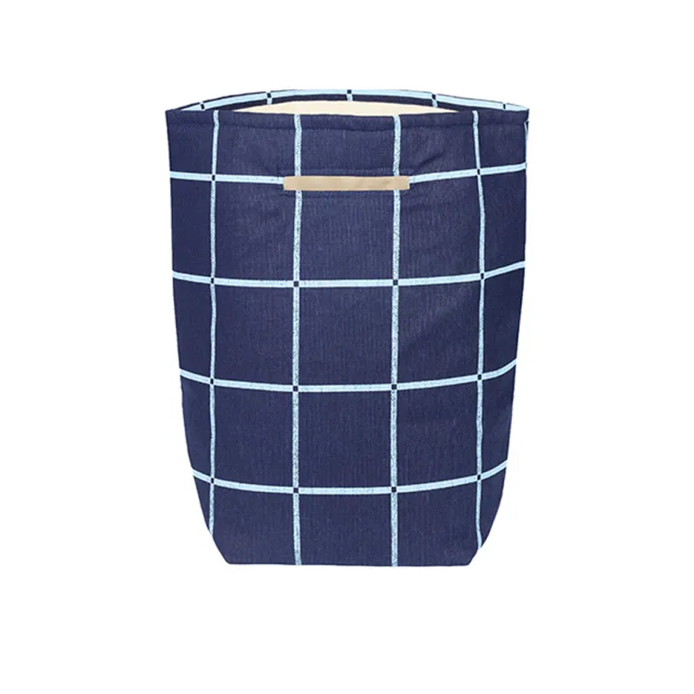 Nobodinoz Vibes Storage Basket, Large - Navy Blue Windowpane