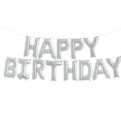 Northstar Balloons, Happy Birthday Garland - Silver Foil