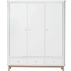Oliver Furniture Wood klædeskab m 3 døre, hvid/eg - højde 204 cm