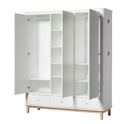 Oliver Furniture Wood klædeskab m 3 døre, hvid/eg - højde 204 cm