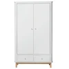 Oliver Furniture Wood klædeskab m 2 døre, hvid/eg - højde 204 cm