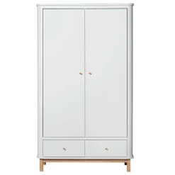 Oliver Furniture Wood klædeskab m 2 døre, hvid/eg - højde 204 cm