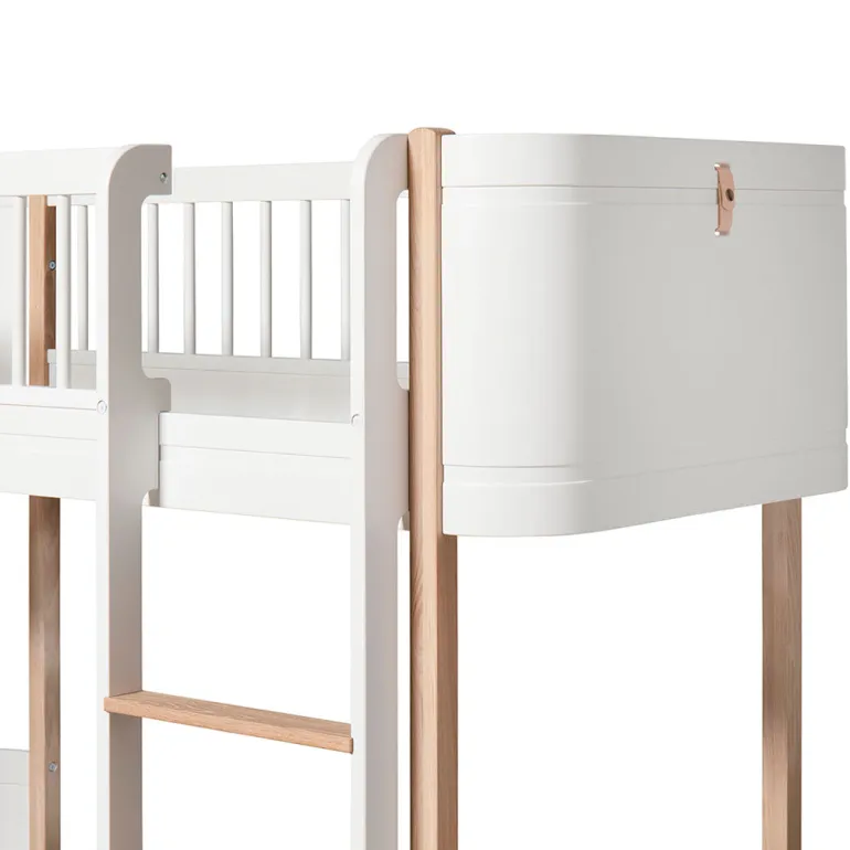 Oliver Furniture, Wood Mini+ Half-High Bed – White/Oak