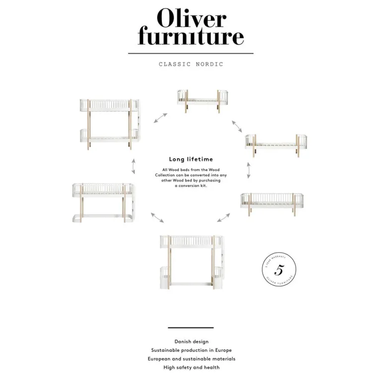 Oliver Furniture, Wood Original, Bed - White/Oak