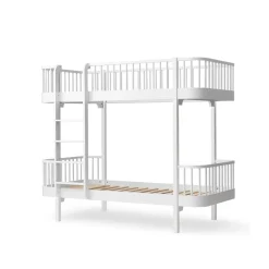 Oliver Furniture, Wood Original Bunk Bed - White with Ladder at the Front