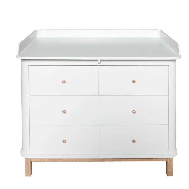 Oliver Furniture Wood puslekommode, m. stor plade - hvid/eg