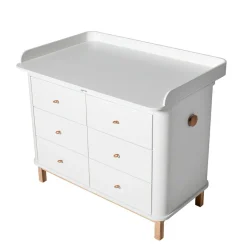 Oliver Furniture Wood puslekommode, m. stor plade - hvid/eg