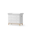Oliver Furniture Wood puslekommode, m. 3 skuffer og stor plade - Hvid/eg