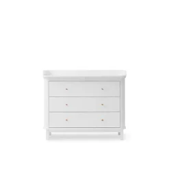 Oliver Furniture Wood puslekommode, m. 3 skuffer og stor plade - Hvid