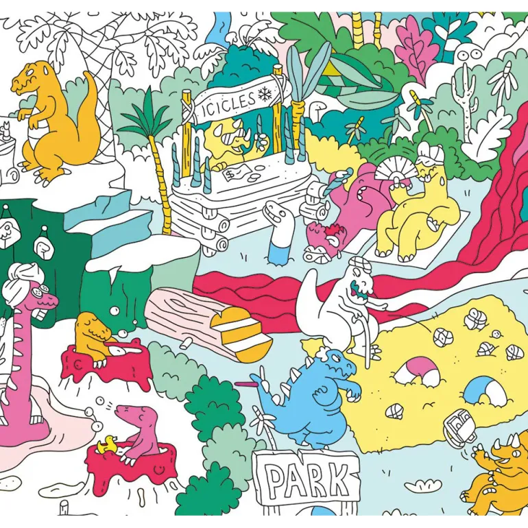 Omy Large Poster for Coloring, 70 x 100 cm - Dinos