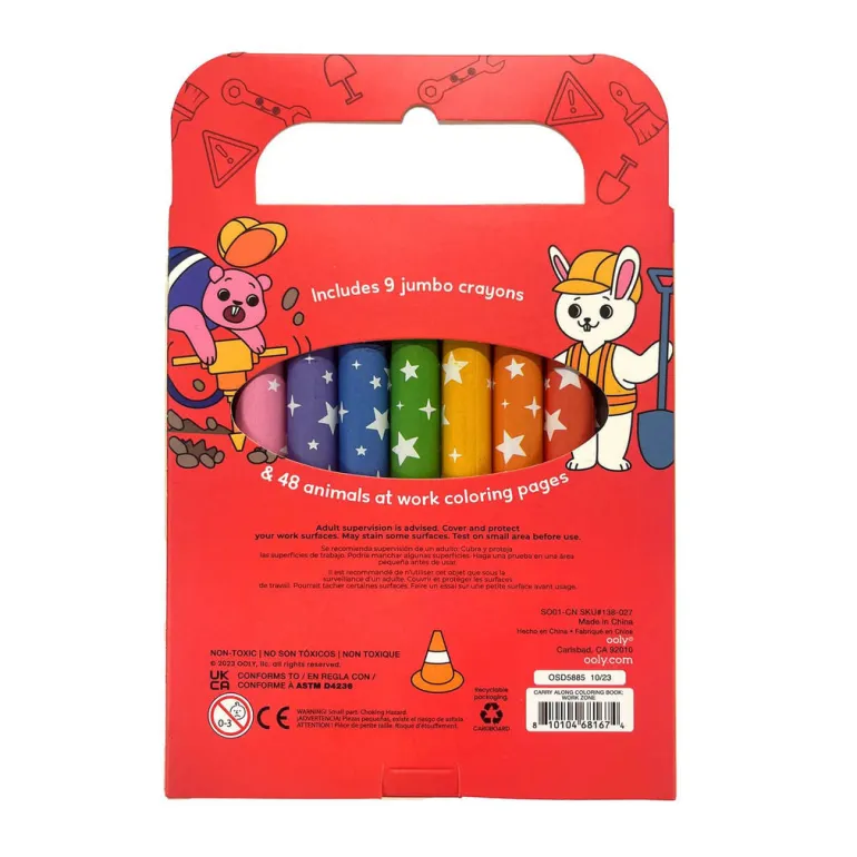 Ooly Crayons and Coloring Book - Work Zone - Carry Along
