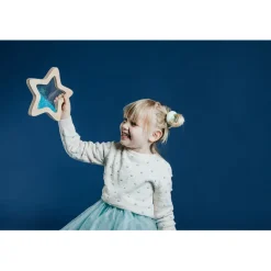 Petit Boum sensory toy, wooden star with liquid and glitter – Blue Orionis