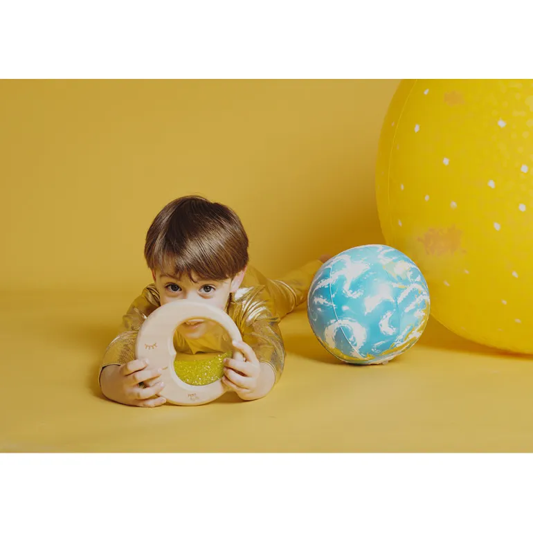 Petit Boum Sensory Toy, Wooden Moon with Liquid and Glitter – Sensory Moon