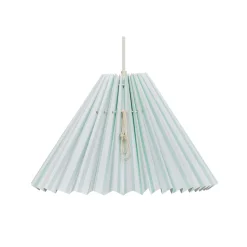 Pink Rose ceiling lamp with a folded paper shade - 32 cm - White with mint-colored stripes