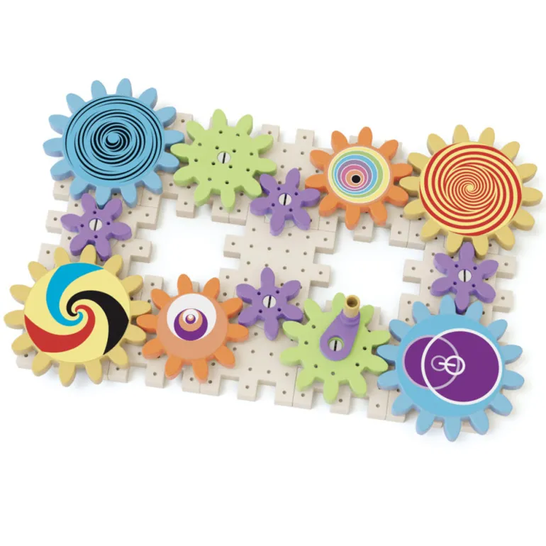 Quercetti PlayEco+ Kaleido Gears construction set with gears made from recycled plastic