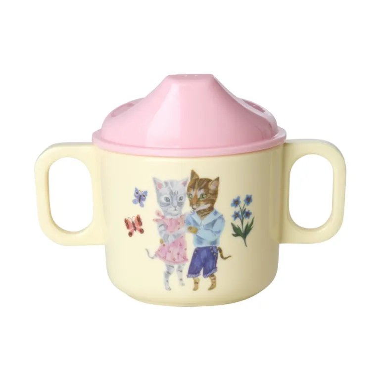Rice Baby Mug with Two Handles, Pink - Nathalie Lété Print