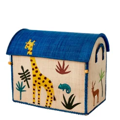 RICE Basket House for Storage, Jungle Theme – Blue