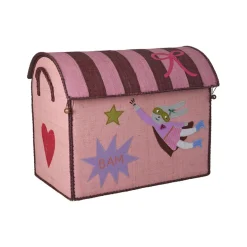 Rice Basket House for Storage, Natural - Hero Theme Pink