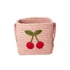 Rice Basket, Square, Small - Pink Big Cherry