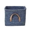 Rice Basket with Leather Handle – Blue