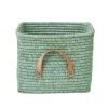 Rice Basket with Leather Handle, Mint