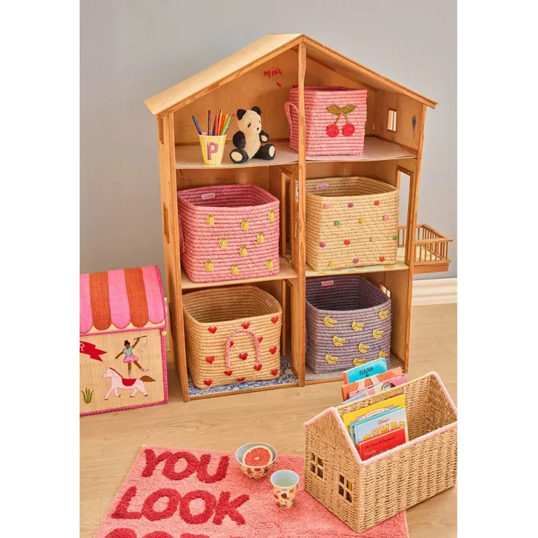 Rice Basket with Lemon Motif, Rose