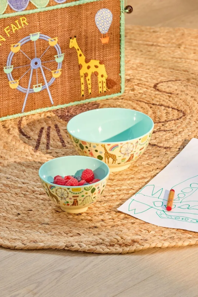 Rice Melamine Bowl, Medium, Mint - Fun Fair Print
