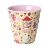 Rice Melamine Children's Cup, Medium, Fun Fair Print - Pink
