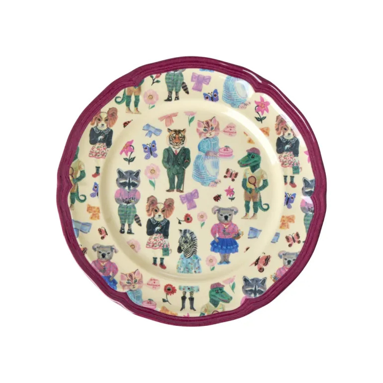 Rice Melamine, Vintage Side Plate in Bordeaux - Nathalie Lété Print