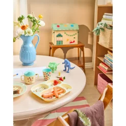 Rice 4-Section Children's Plate in Melamine, Fun Fair Print - Mint
