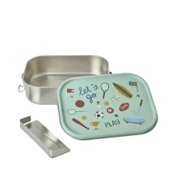 Rice Stainless Steel Lunchbox with Divider, Large - Soft Green Sports Print