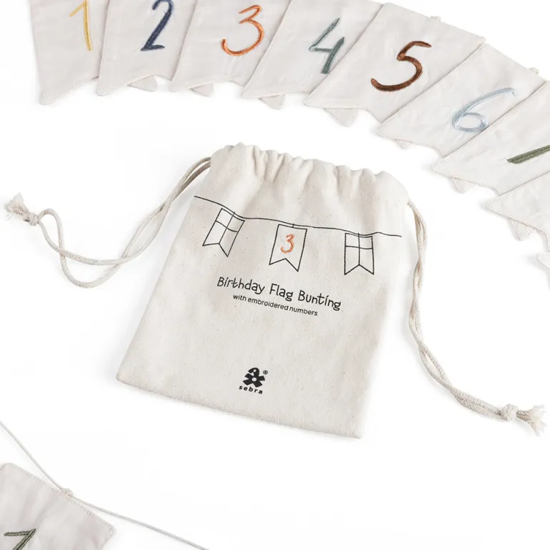 Sebra Flag Garland, Birthday Banner with Numbers 0-9