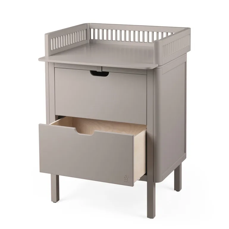 Sebra puslebord i træ, 2-i-1 design m. skuffer - Jetty beige